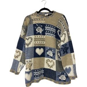 Ship‎ N Shore Pullover Sweater Multicolor Patchwork Womens Size XL Long Sleeve
